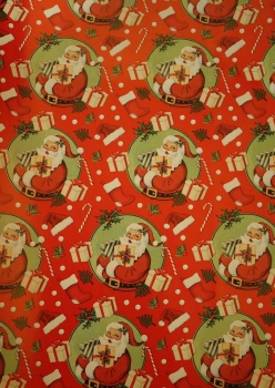 Geschenkpapier Weihnachtsmotive Santa rot 70cmx2m