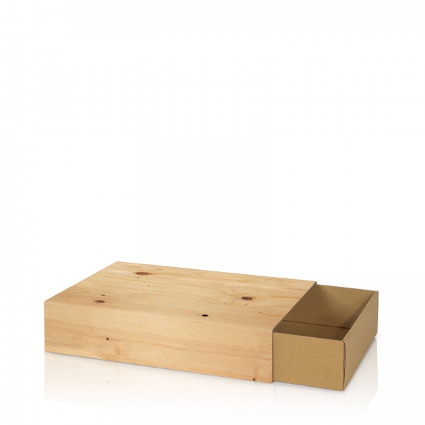 Schiebdeckelkarton/Geschenkkarton Holzoptik mittel